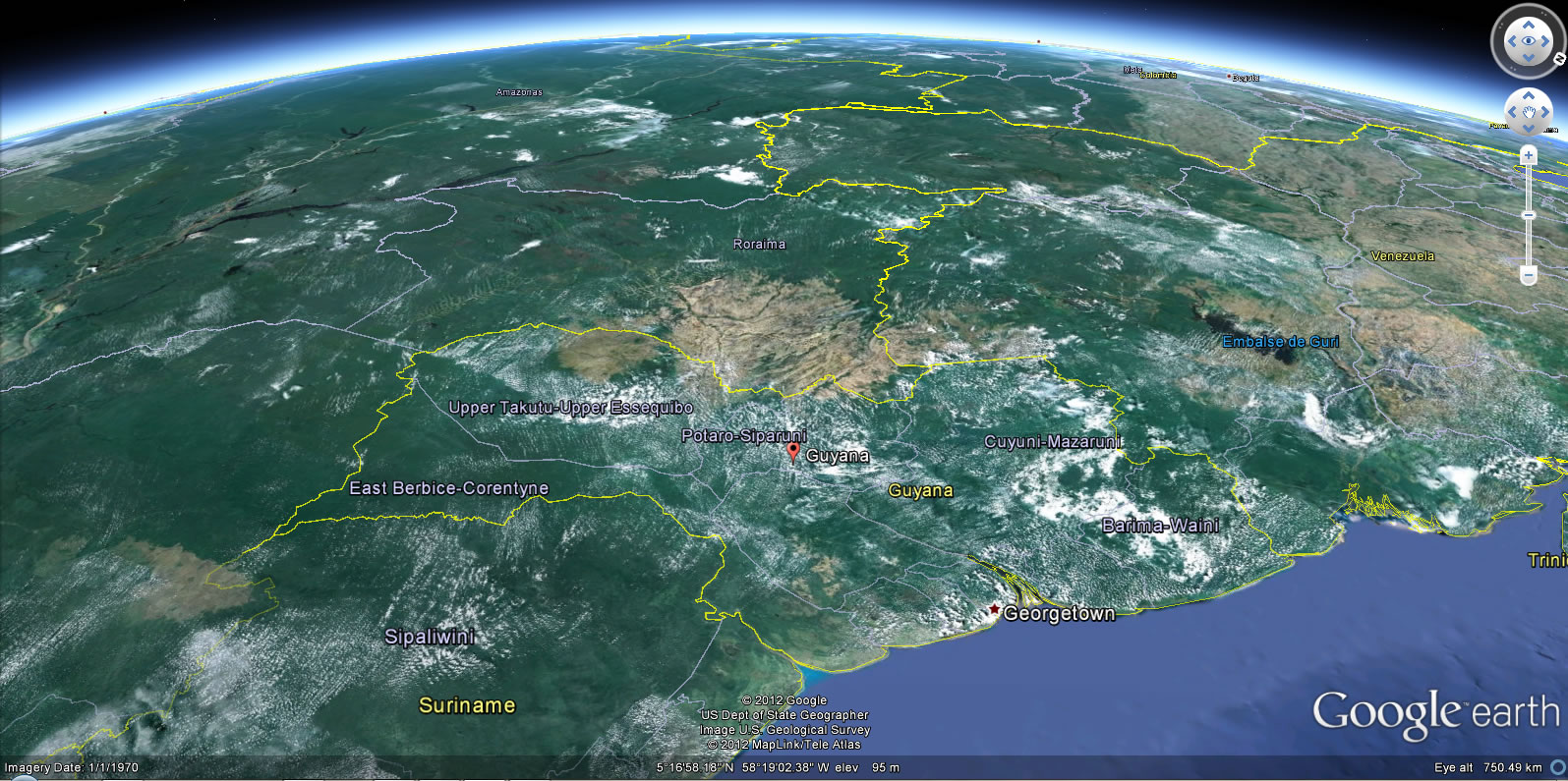 Guyana terre carte